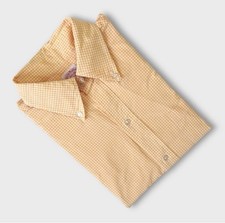 60s 6 Button Vintage Brooks Brothers Makers Yellow Plaid Shirt 15.5 OCBD USA picture