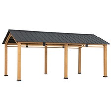 11 ft. x 20 ft. Cedar Wood Frame Carport Outdoor Patio Hardtop Gazebo picture