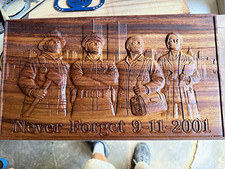 16x24 3-D Relief Plaque Never Forget 9-11-2001 9/11 on Monkey Pod Wood picture