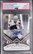 Panini 2010 Limited Patrick Kane Monikers Gold Auto #93 PSA 9 Auto 10 CHI 22/25 picture