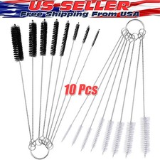 US Nylon Straw Brush Cleaner Bottle Tube Pipe Small Long Cleaning 10Pcs Set picture