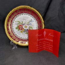 Vintage Limoges France 13cm Miniature Plate Burgundy Gold Floral W/ Certificate picture