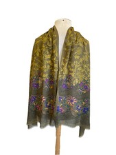 AS# VTG Gianni Versace Wool Silk Scarf Paisley Floral Shawl Wrap Made in Italy picture