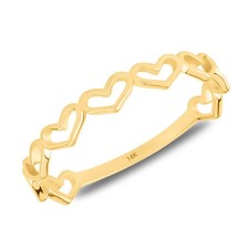 Solid 14K Yellow Gold Dainty Heart Ring Women Fine Gold Ring Gift picture