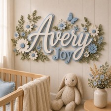 Personalized Nursery Name Sign, Custom Floral Baby Name Wall Decor picture