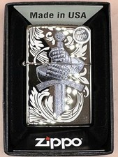 2022 Knights Glove Sword Design Black Ice 49127 Zippo Lighter NEW picture