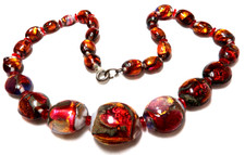 VINTAGE STUNNING OPALESCENT GLASS ART GLASS NECKLACE picture