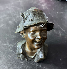 Antique Austrian Bronze Bust Boy Alpine Hat  picture
