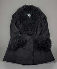 VTG Marvin Richards Penny Lane Women Black Coat Mongolian Lambs Wool Size 16 M picture