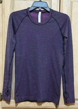 Lululemon Swiftly Tech Long Sleeve Shirt Women 6 Purple Striped Athletic Running picture