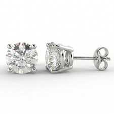 2 Ct White VVS1 Round Cut Diamond 925 Sterling Silver Earring Stud Earring picture