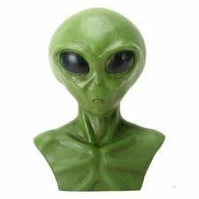 YTC Bright Green Extraterrestrial Alien Head Bust Figurine Display picture