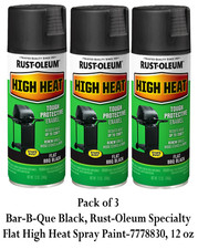 Rust-oleum High Heat Bar-B-Que Black Flat Spray Paint 12 Oz (Pack of 3) picture