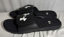 NEW NWT Under Armour Ignite Pro SL Slides Black White Mens size 18 picture