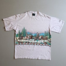Vintage Cherokee NC Native Indian Graphic T Shirt Mens XL AOP Habitat Gray picture