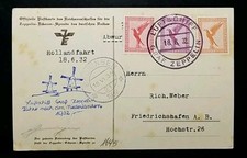 1932 LZ-127 Graf Zeppelin Holland Flight On-Board Cancel Germany Z/E Postcard picture