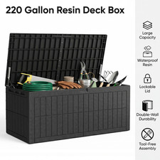 220 Gallon Resin Deck Box Multi-Functional Can Serve As Patio Bench Side Table picture