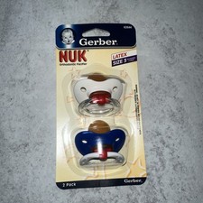 Gerber NUK Orthodontic Pacifiers Size 3 Toddler 18M+ 2 Pack Rubber Latex Blue picture