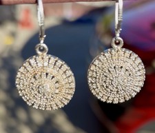 Authentic Vintage 925 Sterling Silver Starburst Dome Earrings Dual Stamped 7.94g picture