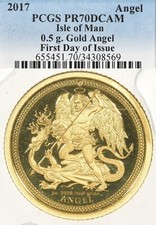 2017 Isle of Man 1/2 Gram Gold Angel Proof PCGS PR70DCAM Very Rare picture