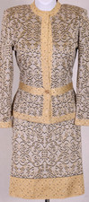 ST.JOHN Women 3Pc. Beige Gold Black Sequins Studs Jacket, Top,  Skirt Sz 4 picture
