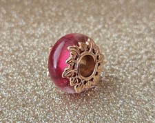 Authentic Pandora Pink Leaf Gold Charm picture