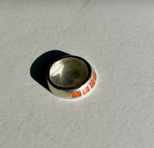 925 STERLING SILVER ABSTRACT CORAL MODERNIST RING - ARTISAN MADE SIZE 5.5 5g VTG picture