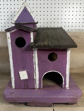 Early Vintage French Handmade Wood Metal Church Style Birdhouse picture
