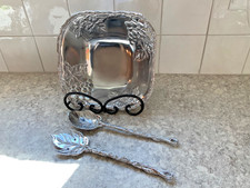 Vintage 2001 Arthur Court Grapes And Leaves Salad Set 3 Piece Aluminum Serveware picture