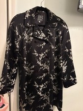 Vintage Cynthia Rowley Black W/Silver Floral Design Evening Coat picture