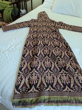 Authentic Vintage 90s Moroccan Woven Zip Up Hooded Long Coat Jacket 38 picture