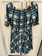 Boden Blue/Teal Abstract Print Fit & Flare Dress — US 6 Petite picture