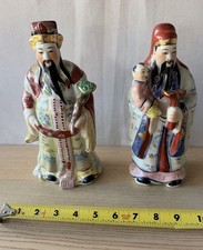 Vintage Chinese Porcelain Figurine Pair Fu Lu Xing God Prosperity Statue Asian picture