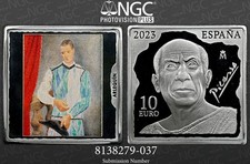 2023M Spain S10E Picasso Harlequin 1 oz Silver 1st/500 NGC PF 70 UC Top Pop picture