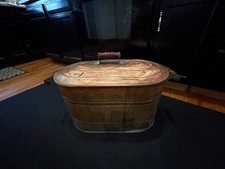 Antique Copper Wash Boiler w/ Lid & WoodHandles – 23