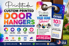 2500 CUSTOM PRINTED Door Hangers 14pt THICK GLOSS FULL COLOR Double Sided Prints picture