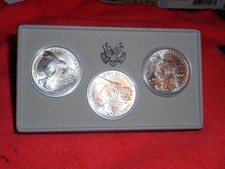 1983 PDS U.S. Uncirculated Olympic 90% Silver Dollars 3-Coin Set Box & Papers NR picture