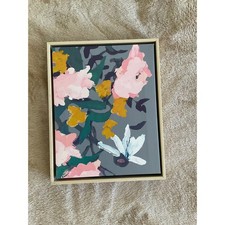 Opalhouse Framed Printed Canvas Floral Wall Art Pink Yellow Grey 8x10 picture