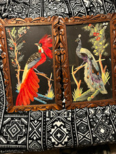 Vintage Mexican feather art picture