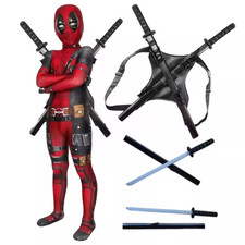 Deadpool Kids Cosplay Costume Superhero Jumpsuit Halloween Party Outfits picture
