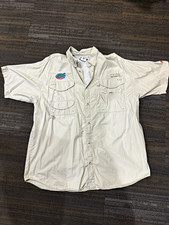 Florida Gators Columbia PFG Men’s XL Beige Short Sleeve Button-Up Fishing Shirt picture
