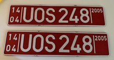 Authentic 2005 Sweden Export Tourist License Plt Volvo OSD Program Red White Vtg picture