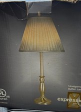 Stiffel Expressions Montgomery Buffet Lamp Satin Brass Beige Shade picture