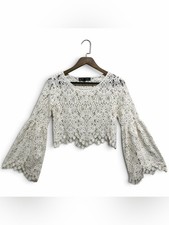For Love & Lemons Lace Bell Sleeve Crop Top S picture