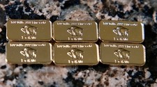 (6) 1 Gram - Gold Buffalo Bullion Bar .999 Fine 24k GP BARS picture