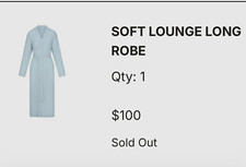 Skims Soft Lounge Women’s Robe Size S Blue Solid Shawl Collar Tie Belt picture