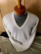 NWT New Mens V-neck L,XL,  Pringle White Waffle Knit Sweater $90 value picture