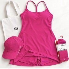 Lululemon 3-Piece Hot Pink Outfit Dress Size M Hat & Socks L NWT picture