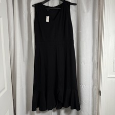 Talbots Dress Ponte Flounce Hem Women’s 8 LBD Quiet Luxury Capsule Wardrobe NWT picture