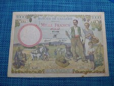 🇩🇿 Algeria 10000 francs 20 Feb 1941 P-86 WWII  vf Currency Banknotes 061726-1 picture